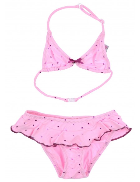 Girl pink and shiny dots bikini