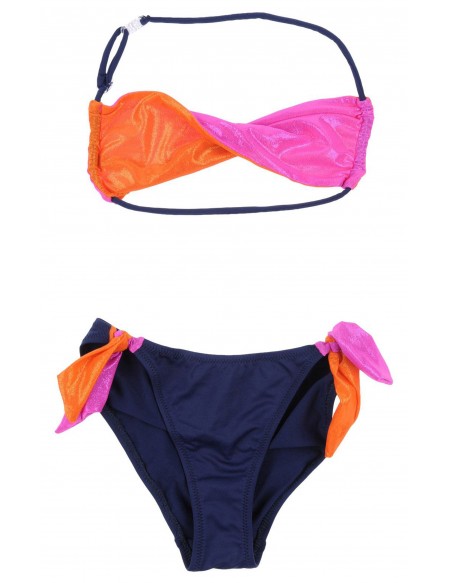 Mädchen Badeanzug Bikini Loma in Dunkelblau Orange Pink