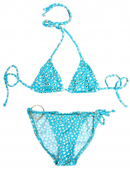 Bikini azul triángulos estampado