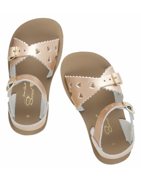 leather sandals rose gold