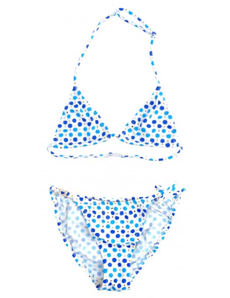 Blue polka dots print and shiny bikini